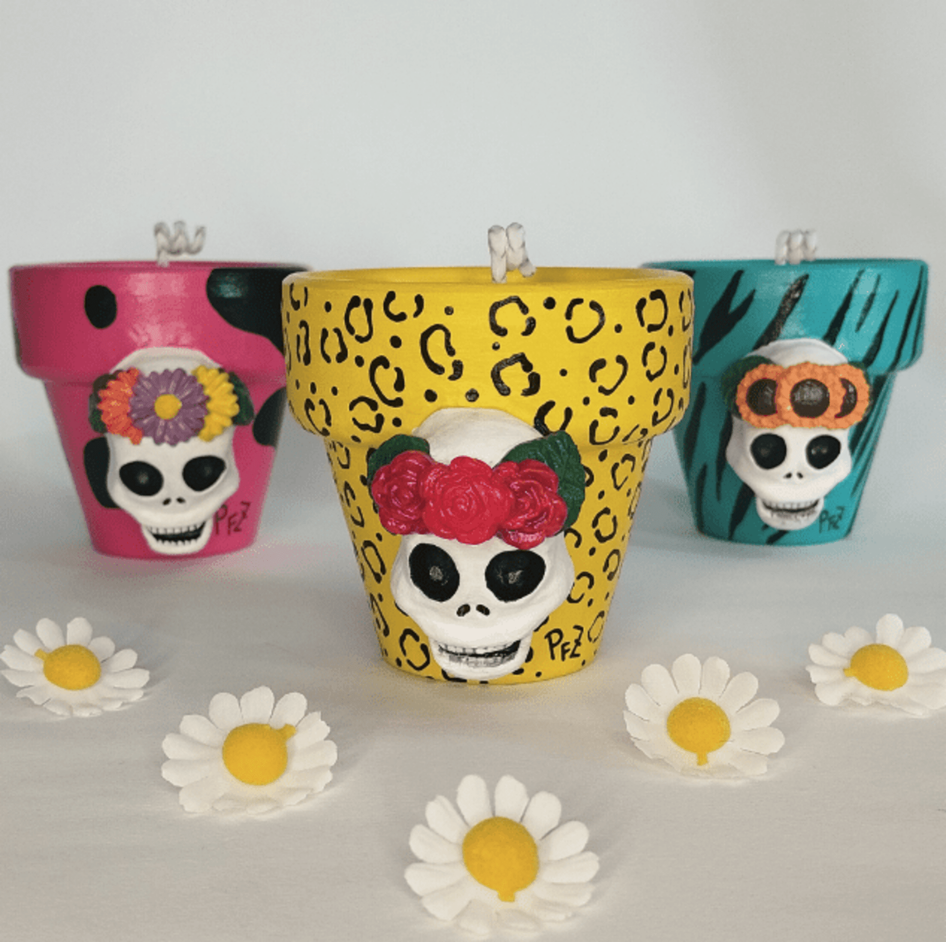 💀💛 Maceta Vela Calavera Animal Print Vaca 7cm 💛💀 - 4