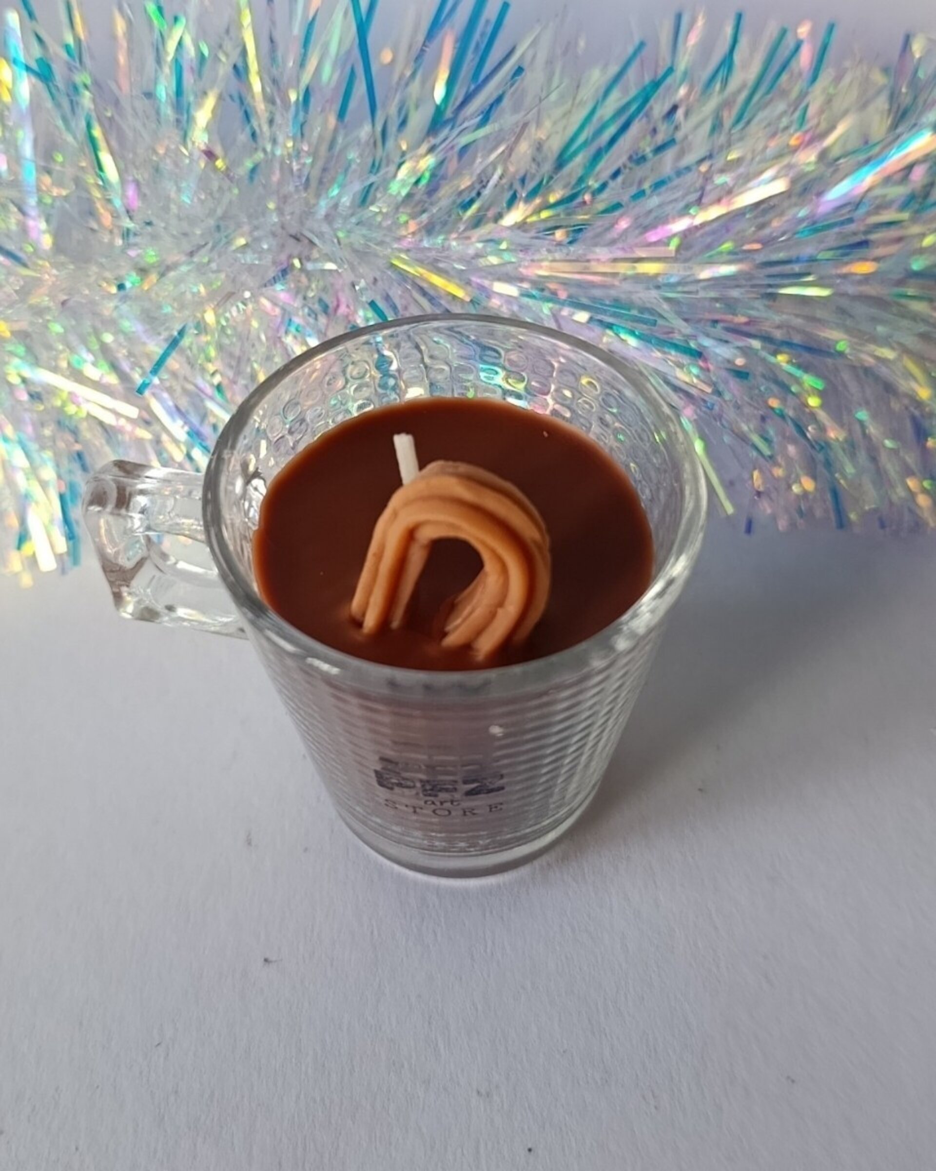 🍫☕ Vela Chocolate con Churro en Taza de Cristal · Hecha a Mano ☕🍫 - 2